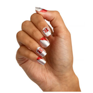 Color Street Collegiate Rutgers University Nail Strips Red White Shimmer